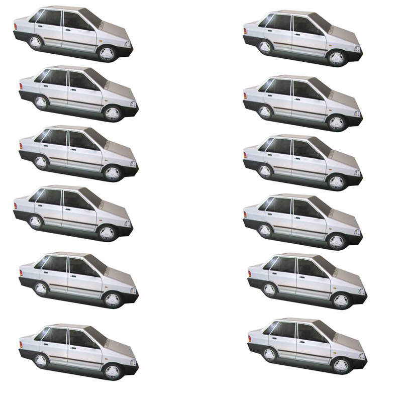 دستمال کاغذی 100 برگ طرح خودرو پراید کد SF12 مجموعه 12 عددی